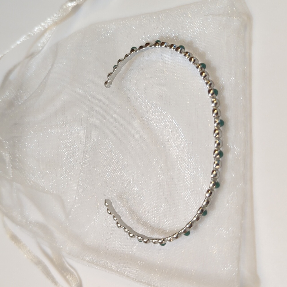 NEW Plunder Kinsley Silver Stainless Steel Turquoise Cuff Bangle Bracelet - Picture 6 of 9